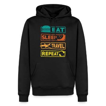 Reisen Urlaub Spruch Eat Sleep Travel Repeat - Männer Premium Bio Hoodie - Schwarz - Vorne - Nico (187cm)