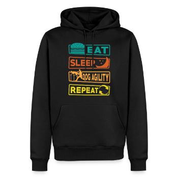 Manger Sommeil Chien Agilité Répéter - Sweat à capuche Premium bio Homme - noir - Devant - Nico (187cm)