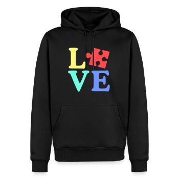 Casse-tête de sensibilisation à l’autisme cardiaque - Sweat à capuche Premium bio Homme - noir - Devant - Nico (187cm)