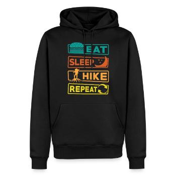 Eating, sleeping, hiking, repeating - Men’s Premium Organic Hoodie - black - Front - Nico (187cm)