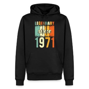 Légendaire depuis 1971 Retro Vintage Anniversaire - Sweat à capuche Premium bio Homme - noir - Devant - Nico (187cm)