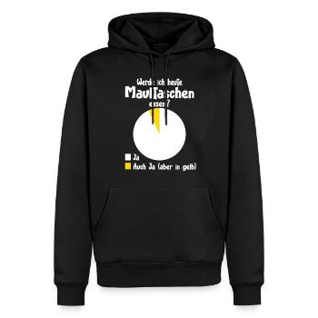 Werde ich heute Maultaschen essen? - Männer Premium Bio Hoodie - Schwarz - Vorne - Nico (187cm)