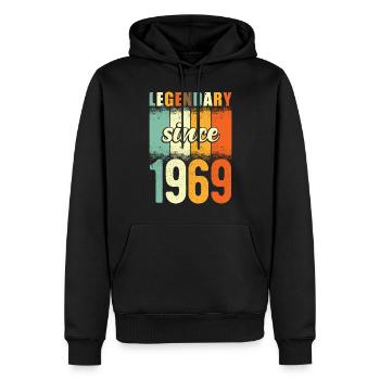 Légendaire depuis 1969 Retro Vintage Anniversaire - Sweat à capuche Premium bio Homme - noir - Devant - Nico (187cm)