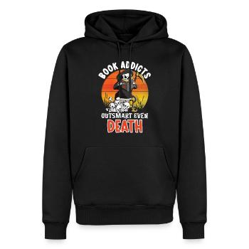 Reading Grim Reaper book lover literature, - Men’s Premium Organic Hoodie - black - Front - Nico (187cm)