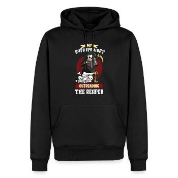 Reading Grim Reaper book lover's literature, - Men’s Premium Organic Hoodie - black - Front - Nico (187cm)
