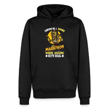 Funny Horror Zombie Marathon Jogging Runner - Men’s Premium Organic Hoodie - black - Front - Nico (187cm)