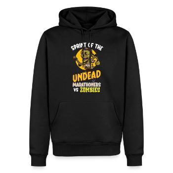 Funny Horror Zombie Marathon Jogging Runner - Men’s Premium Organic Hoodie - black - Front - Nico (187cm)
