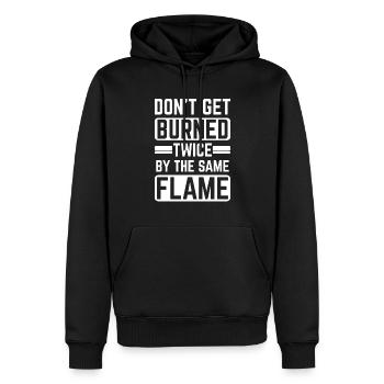 Ne vous brûlez pas deux fois par la même flamme - Sweat à capuche Premium bio Homme - noir - Devant - Nico (187cm)
