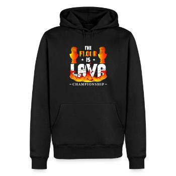 Le sol est Lava Championship Pompéi - Sweat à capuche Premium bio Homme - noir - Devant - Nico (187cm)