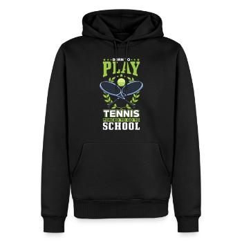 Né pour jouer au tennis - Sweat à capuche Premium bio Homme - noir - Devant - Nico (187cm)