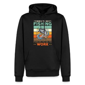 Geboren zum Wandern Gezwungen zur Arbeit zu gehen - Männer Premium Bio Hoodie - Schwarz - Vorne - Nico (187cm)