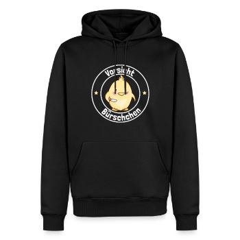 Vorsicht Bürschchen Frecher sarkastischer Ironisc - Men’s Premium Organic Hoodie - black - Front - Nico (187cm)