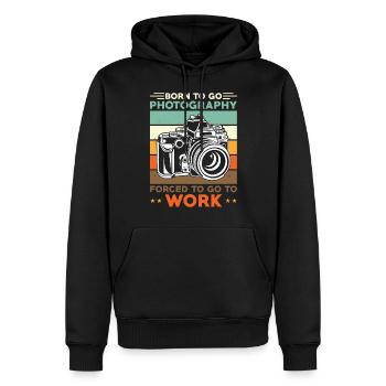 Photographe Né pour photographier pour travailler - Sweat à capuche Premium bio Homme - noir - Devant - Nico (187cm)