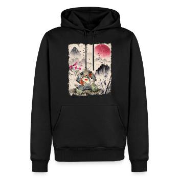 Japon Vintage Esthétique Art japonais - Sweat à capuche Premium bio Homme - noir - Devant - Nico (187cm)