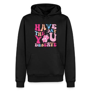 Passez la journée que vous méritez - Sweat à capuche Premium bio Homme - noir - Devant - Nico (187cm)