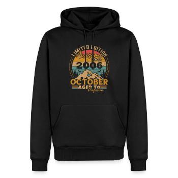 Original octobre 2006 vintage anniversaire 2006 - Sweat à capuche Premium bio Homme - noir - Devant - Nico (187cm)