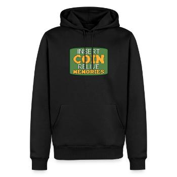 Drôle de culture du jeu rétro - Sweat à capuche Premium bio Homme - noir - Devant - Nico (187cm)