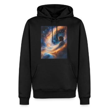 Gott transzendiert in Sternenstaub - Männer Premium Bio Hoodie - Schwarz - Vorne - Nico (187cm)