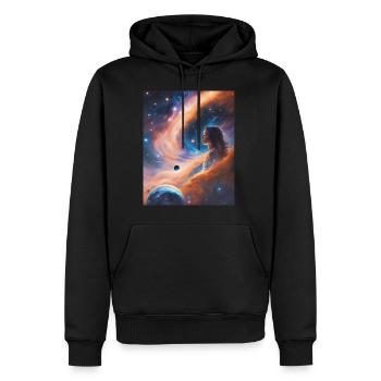 Göttin transzendiert in Sternenstaub - Männer Premium Bio Hoodie - Schwarz - Vorne - Nico (187cm)