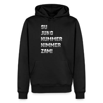 Su jung kummer nimmer zam - Männer Premium Bio Hoodie - Schwarz - Vorne - Nico (187cm)
