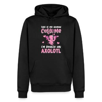 Mon costume humain vraiment Axolotl Amphibian Lurch - Sweat à capuche Premium bio Homme - noir - Devant - Nico (187cm)