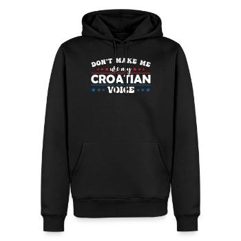 Ne me forcez pas à utiliser ma voix française - Sweat à capuche Premium bio Homme - noir - Devant - Nico (187cm)