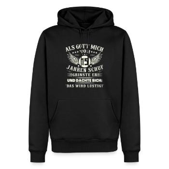 15. Geburtstag Als gott mich vor 15 jahren schuf - Männer Premium Bio Hoodie - Schwarz - Vorne - Nico (187cm)