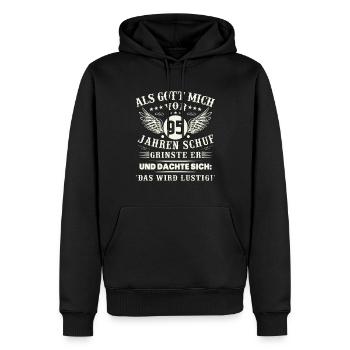 95. Geburtstag Als gott mich vor 95 jahren schuf - Männer Premium Bio Hoodie - Schwarz - Vorne - Nico (187cm)