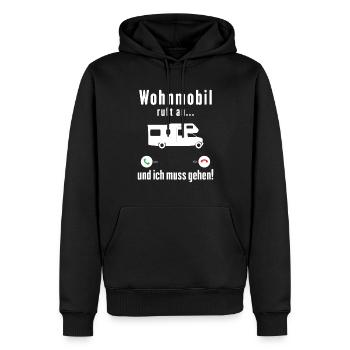 wohnmobil ruft an und ich muss gehen - Männer Premium Bio Hoodie - Schwarz - Vorne - Nico (187cm)