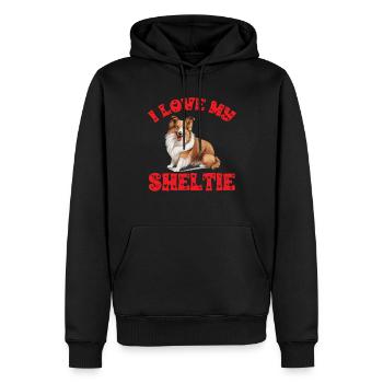 Shetland Sheepdog Dog Sheltie - J’adore mon Sheltie - Sweat à capuche Premium bio Homme - noir - Devant - Nico (187cm)