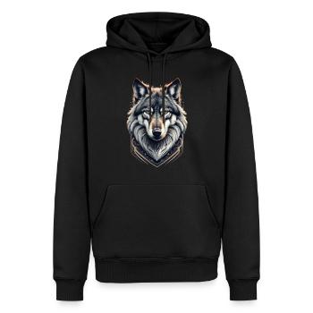 Wolf Portrait Artwork | Animal motif wolf - Men’s Premium Organic Hoodie - black - Front - Nico (187cm)