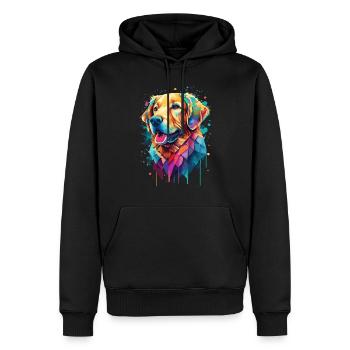 Golden Retriever Bunt Kunstwerk | Tiermotiv Hund - Männer Premium Bio Hoodie - Schwarz - Vorne - Nico (187cm)
