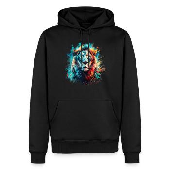 Lion Animal Print Art Animal Lover Lion coloré - Sweat à capuche Premium bio Homme - noir - Devant - Nico (187cm)
