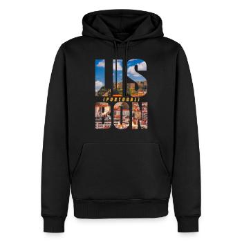 Lisbonne Portugal Souvenir - Sweat à capuche Premium bio Homme - noir - Devant - Nico (187cm)