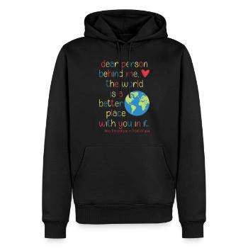 Chère personne derrière moi - Sweat à capuche Premium bio Homme - noir - Devant - Nico (187cm)