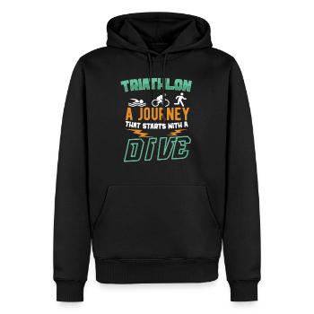 Triathlon Swim Bike Run Triathlet Sport Geschenk - Männer Premium Bio Hoodie - Schwarz - Vorne - Nico (187cm)