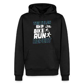 Triathlon Swim Bike Run Triathlet Sport Geschenk - Männer Premium Bio Hoodie - Schwarz - Vorne - Nico (187cm)