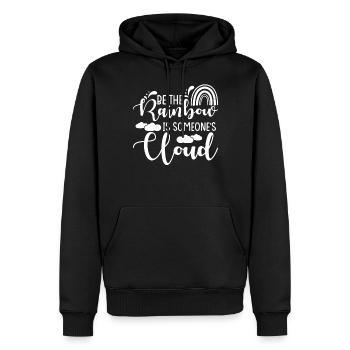 Soyez un arc-en-ciel dans le nuage de quelqu’un d’autre - Sweat à capuche Premium bio Homme - noir - Devant - Nico (187cm)