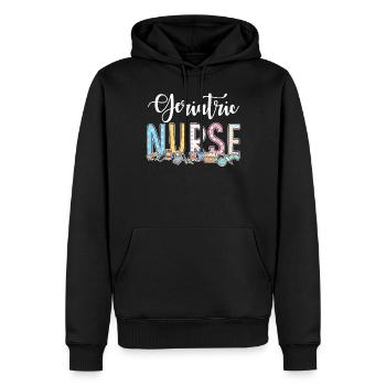 Idée cadeau pour les infirmières gériatriques - Sweat à capuche Premium bio Homme - noir - Devant - Nico (187cm)