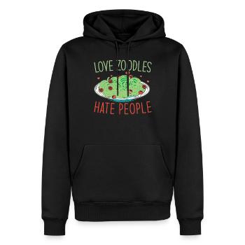 Zoodles Pâtes aux courgettes Dicton - Sweat à capuche Premium bio Homme - noir - Devant - Nico (187cm)