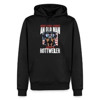 Rottweiler Rottie Dog Breed - Never Underestimate - Men’s Premium Organic Hoodie - black - Front - Nico (187cm)