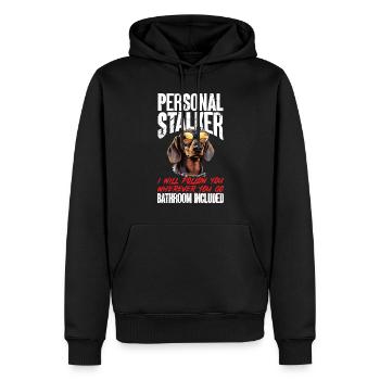 Dachshund wiener sausage dog Personal stalker - Männer Premium Bio Hoodie - Schwarz - Vorne - Nico (187cm)