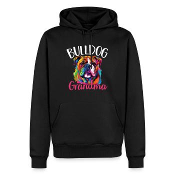 Amateur de bouledogue anglais britannique - Bulldog Grandma - Sweat à capuche Premium bio Homme - noir - Devant - Nico (187cm)