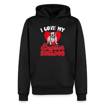 British English Bulldog lover - I Love my Bulldog - Männer Premium Bio Hoodie - Schwarz - Vorne - Nico (187cm)