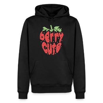 Frucht Fruitarian Erdbeere Beere - Männer Premium Bio Hoodie - Schwarz - Vorne - Nico (187cm)