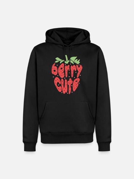 Frucht Fruitarian Erdbeere Beere - Männer Premium Bio Hoodie - Schwarz
