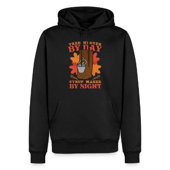 Maple syrup Canada tradition and cones - Men’s Premium Organic Hoodie - black - Front - Nico (187cm)