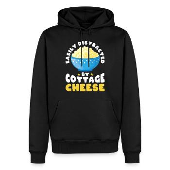 Fromage cottage Fromage cottage rétro vintage - Sweat à capuche Premium bio Homme - noir - Devant - Nico (187cm)