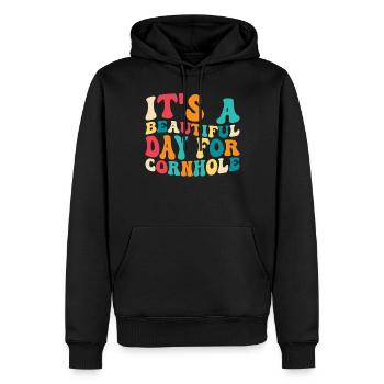 Cornhole game Cornhole player - Sweat à capuche Premium bio Homme - noir - Devant - Nico (187cm)