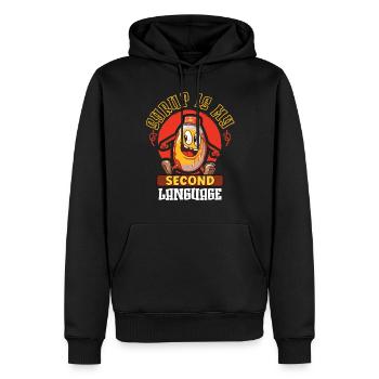 Maple syrup Canada tradition and cones - Men’s Premium Organic Hoodie - black - Front - Nico (187cm)